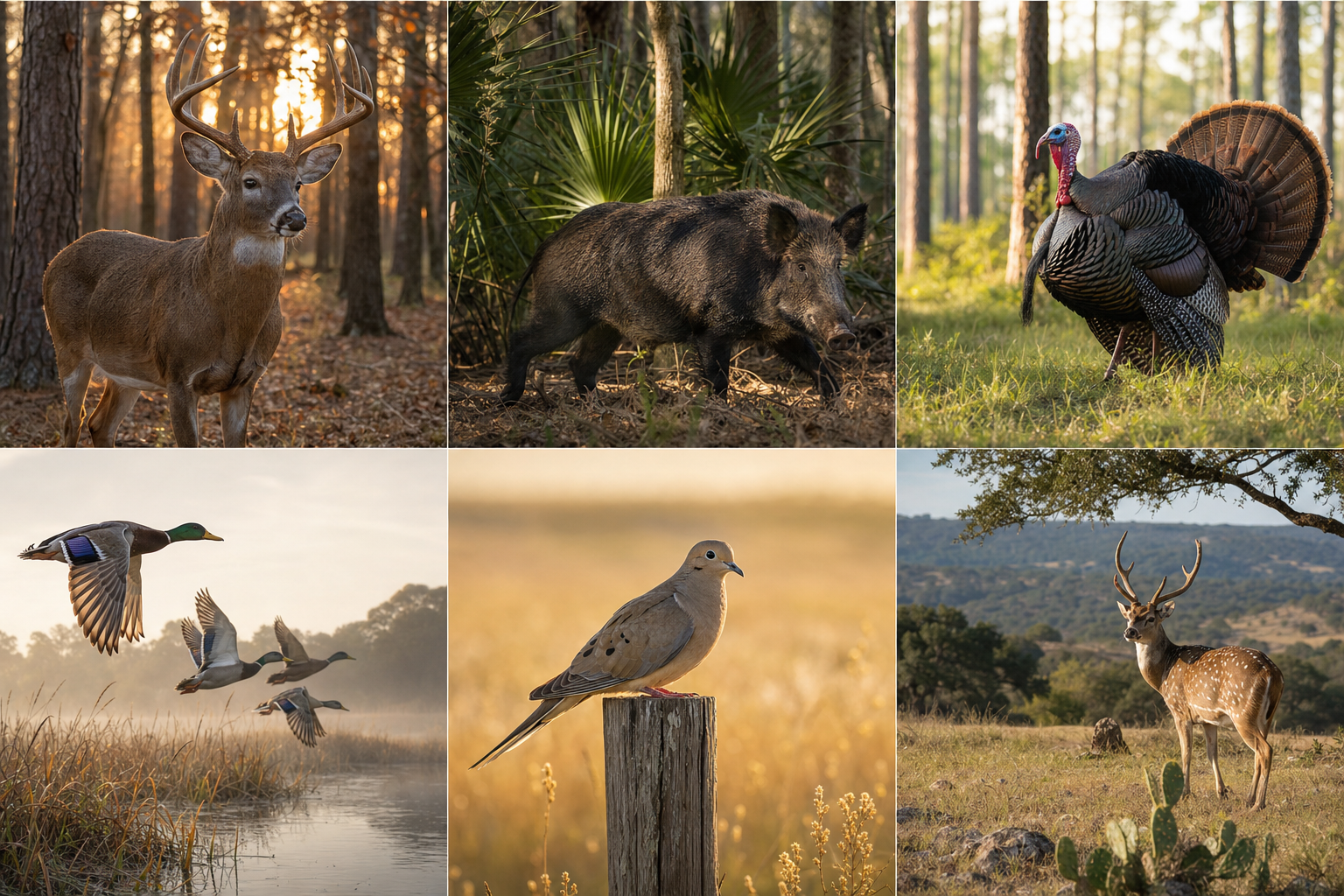 Hunting species atlas collage representing a broad hunting gear category