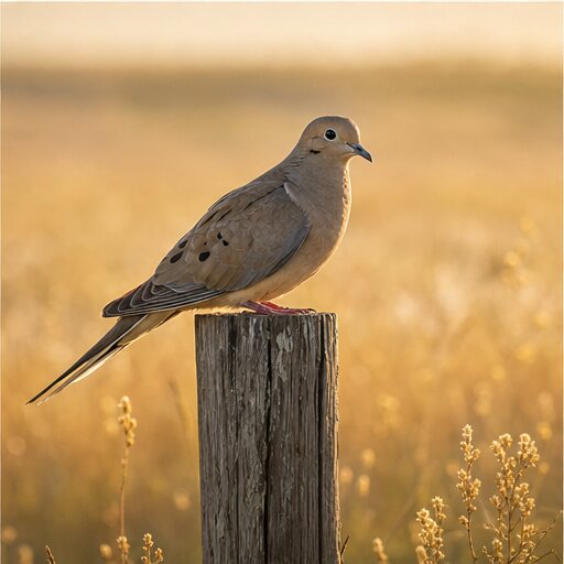 Mourning dove in warm prairie light
